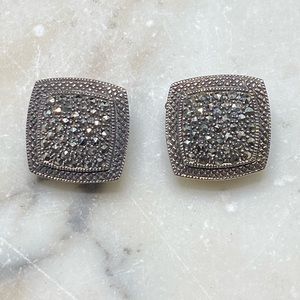 Vintage sterling silver clip on marcasite earrings